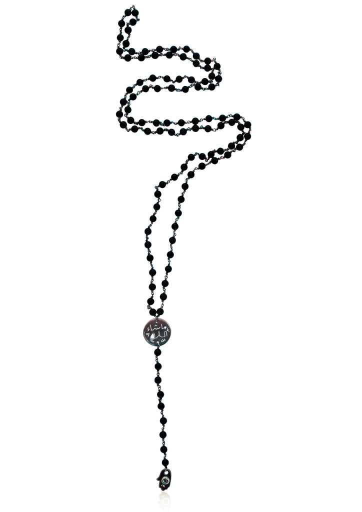 Stainless Steel Rosary Bead Necklace Cross Pendant Black 23.660cm 4mm P41 -  Etsy